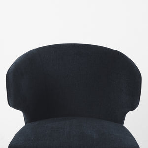 Niles 23.5L x 24.0W x 32.0H Navy Fabric Seat W/ Medium Brown Wooden Legs Wingback Dining Chair