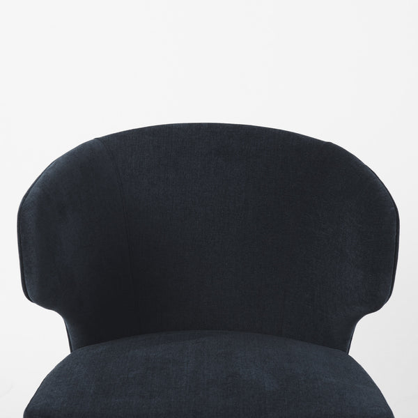 Niles 23.5L x 24.0W x 32.0H Navy Fabric Seat W/ Medium Brown Wooden Legs Wingback Dining Chair