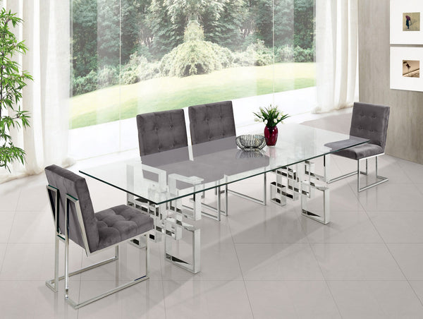 Sara Dining Chair In Grey Velvet