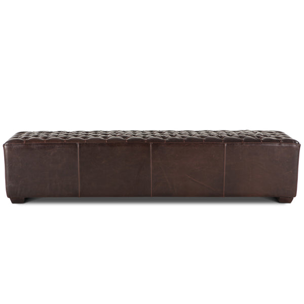 D'Orsay 78-Inch Long Leather Bench with Diamond Stitched Detailing