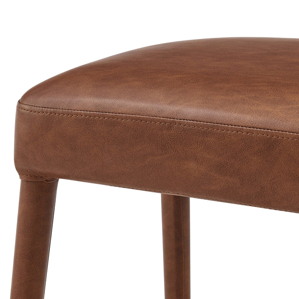 Rylee KD Faux Leather Backless Counter Stool, Vintage Cognac 