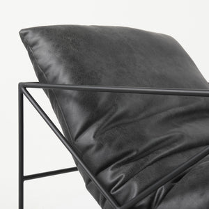 Leonidas 28.5L x 29.5W x 34.0H  Black Faux Leather Seat W/ Black Metal Frame Accent Chair