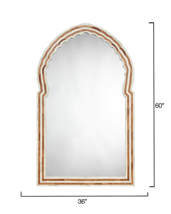 Bardot 60" Wood & Buffalo Bone Arch Wall Mirror