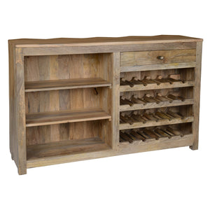 Prism Solid Wood Bar Cabinet with Angled Design - Natural Mango