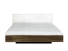 Floating modern King Bed - White Upholstery, Wood
