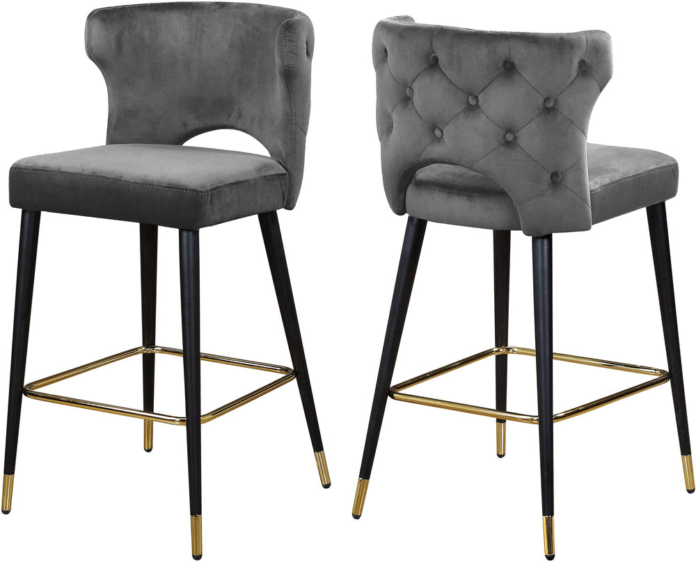 Allan Stool In Grey Velvet