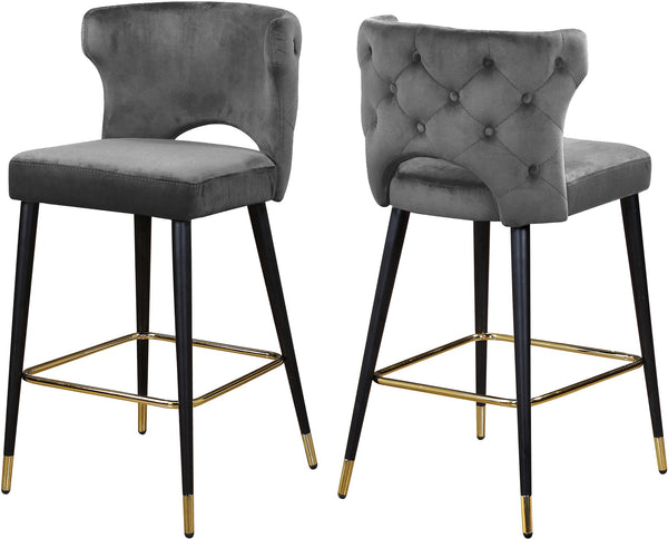 Allan Stool In Grey Velvet