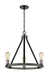 Kirkland 3 Light Chandelier in Ashen Barnboard Finish