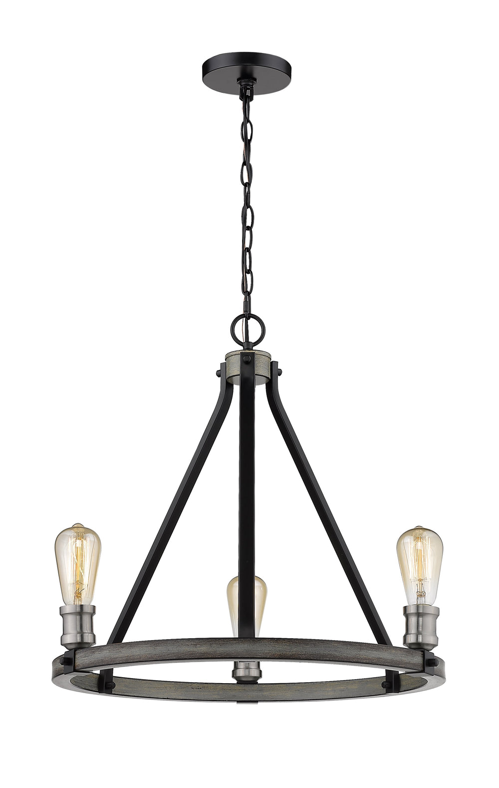 Kirkland 3 Light Chandelier in Ashen Barnboard Finish