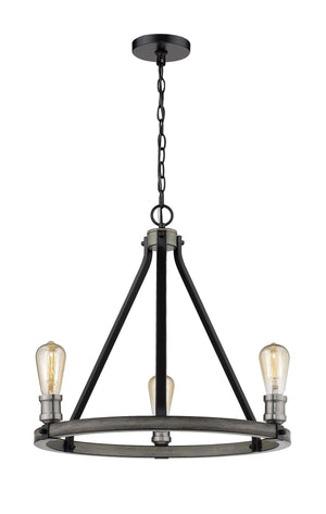 Kirkland 3 Light Chandelier in Ashen Barnboard Finish