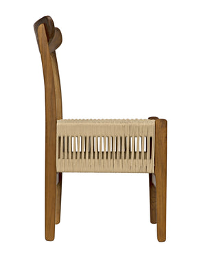 Shagira Teak Chair with Flat Clear Coat and Woven Rope Seat
