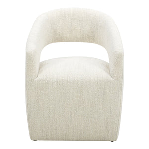Moe's Barrow Rolling Dining Chair in White Mist