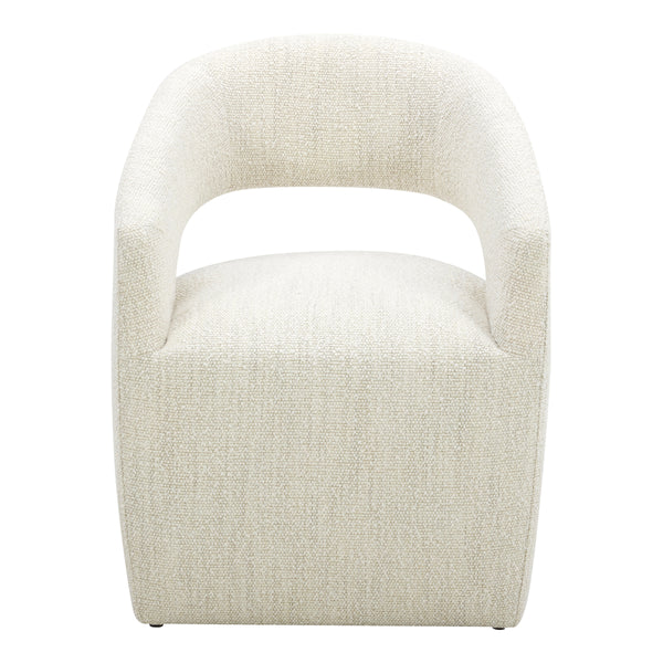 Moe's Barrow Rolling Dining Chair in White Mist