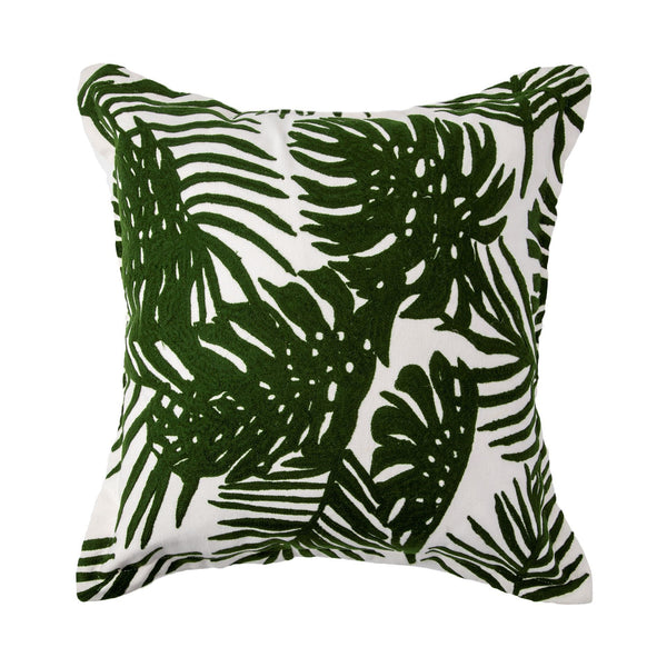 Boyle I 20 x 20 Green Tropical Palm Leaf Decorative Pillow Cover