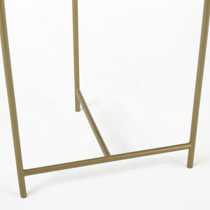 Stella 17L x 17W White Round Marble Top W/Gold Base Accent Table