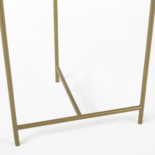 Stella 17L x 17W White Round Marble Top W/Gold Base Accent Table