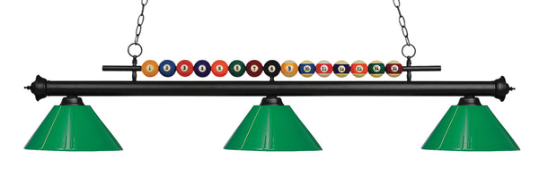 Shark 3 Light Billiard Light in Matte Black Finish