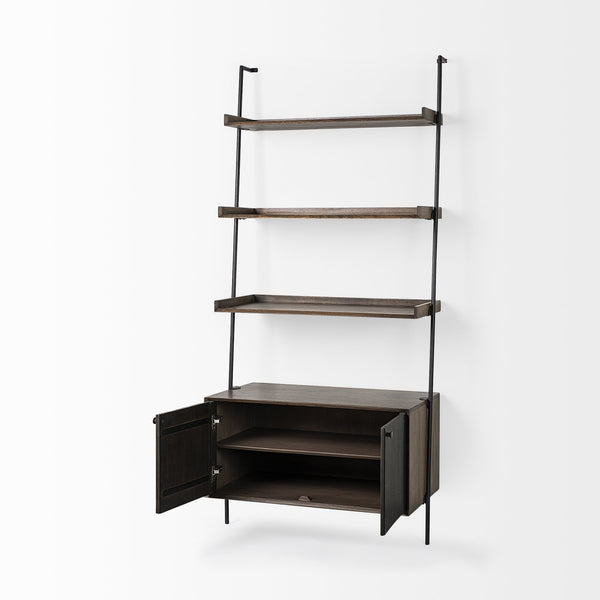 Grace 37.5L x 20W x 82H Two-Toned Brown Wood Three Shelf Shelving Unit