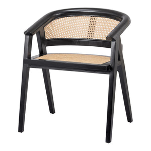 Seine Rattan Dining Arm Chair In Black/ Natural