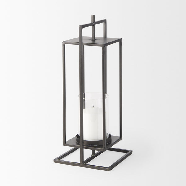 Albus II Small Black Metal Rectangular Table Candle Holder