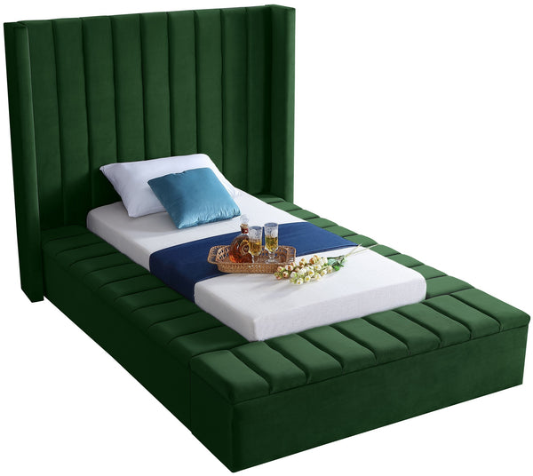 Joanne Twin Bed In Green Velvet