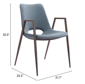 Desi Dining Chair (Set of 2) Blue & Walnut