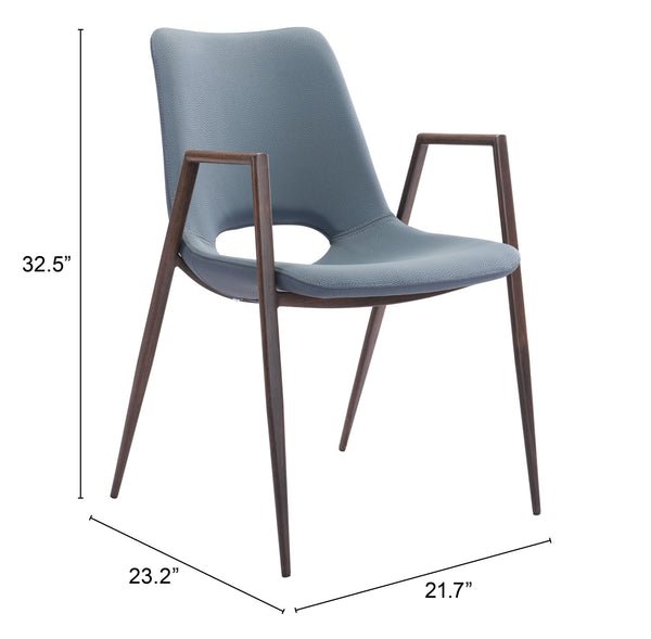 Desi Dining Chair (Set of 2) Blue & Walnut