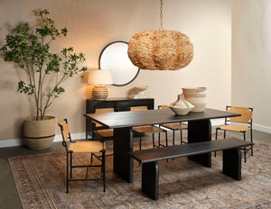 Clamshell Wood Beaded 4-Light Chandelier