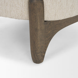Vyra Dark Brown Wood w/ Cream Fabric Accent Chair