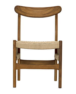 Shagira Teak Chair with Flat Clear Coat and Woven Rope Seat