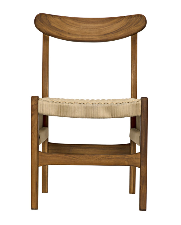 Shagira Teak Chair with Flat Clear Coat and Woven Rope Seat
