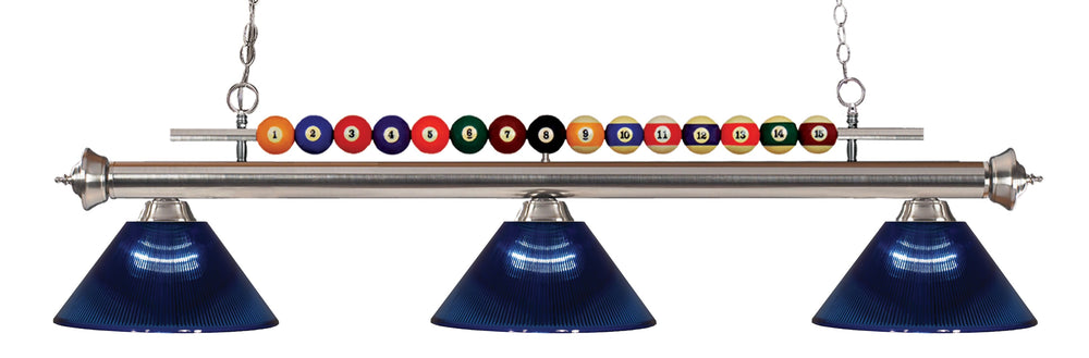 Shark 3 Light Billiard Light in Brushed Nickel Finish