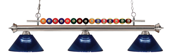 Shark 3 Light Billiard Light in Brushed Nickel Finish