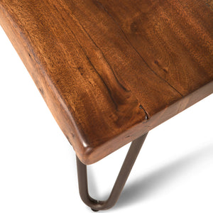 Vail Acacia Wood Live Edge Coffee Table in Walnut Finish