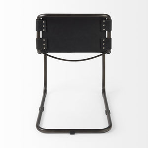 Berbick 33" Total Height Black Leather w/ Iron Frame Dining Chair