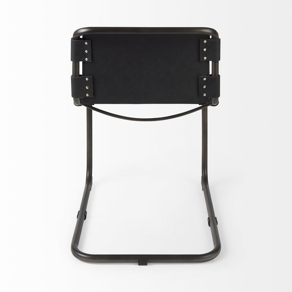 Berbick 33" Total Height Black Leather w/ Iron Frame Dining Chair