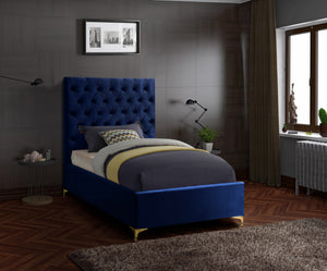 Robin Twin Bed In Navy Velvet