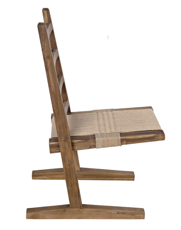 Salam Teak and Rope Chair with Clear Coat Flat Finish