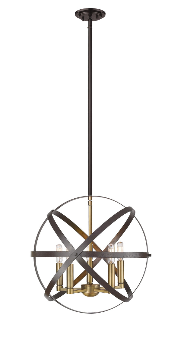 Cavallo 5 Light Pendant in Hammered Bronze + Olde Brass Finish