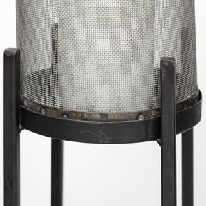 Steen Set of Two Black Meshed Metal Candle Holder Lanterns