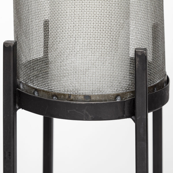 Steen Set of Two Black Meshed Metal Candle Holder Lanterns