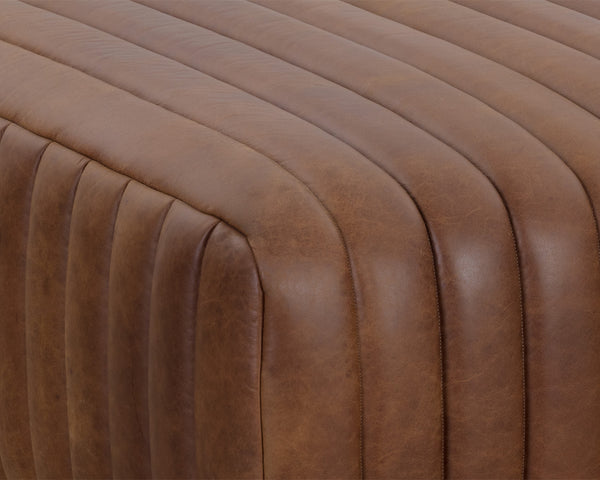 LEWIN OTTOMAN - SQUARE - LUCIA TOBACCO LEATHER