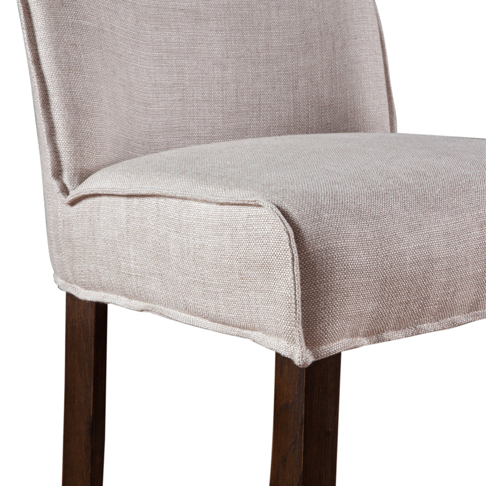 Buddy 20" Off-White Linen Counter Chair, Dark Legs