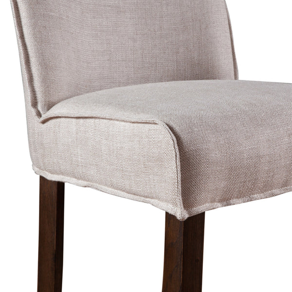 Buddy 20" Off-White Linen Counter Chair, Dark Legs
