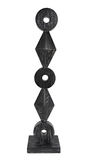 Totem Mindi Wood Sculpture in Cinder Black Finish
