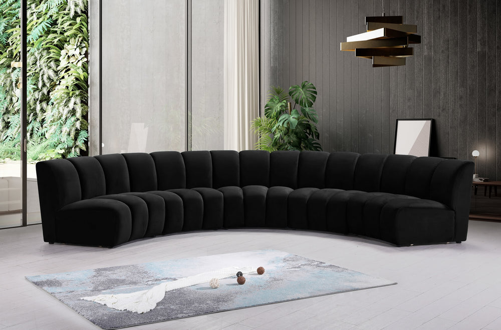 Lynda 5pc. Modular Sectional In Black Velvet