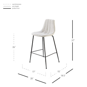 Robert KD Fabric Counter Stool, Posh Ivory