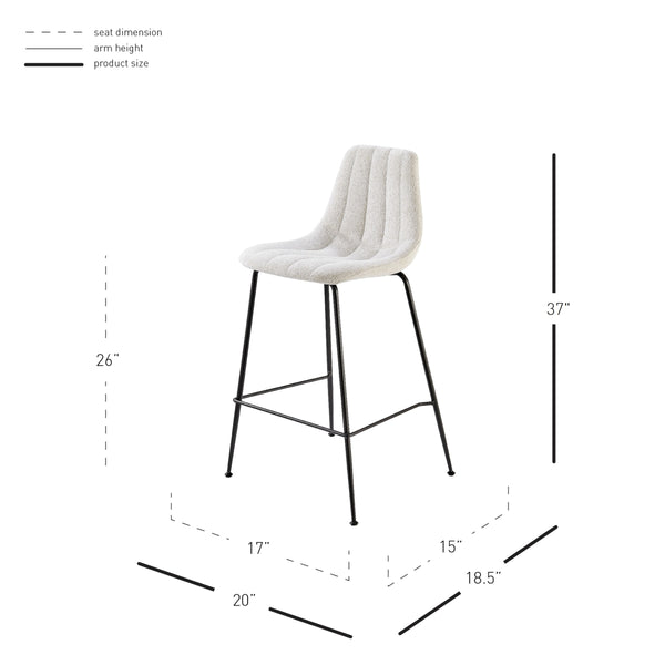 Robert KD Fabric Counter Stool, Posh Ivory