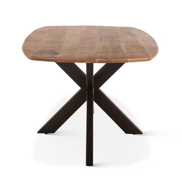 Rapallo 82" Mango Wood and Iron Dining Table, Natural