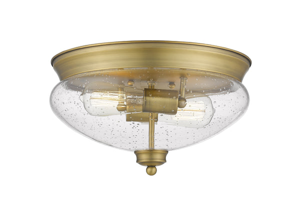 Amon 2 Light Flush Mount in Heritage Brass Finish